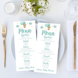 Menú Blue Teddy Bear and Balloons Baby Shower Food