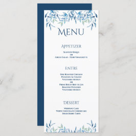 Menú Blue Willow Branches Watercolor Wedding Recepción