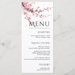 Menú Blush Pink Cherry Blossom Elegant Floral Wedding