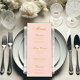 Menú Blush Rosa Simple Elegante Escritura Caligráfica