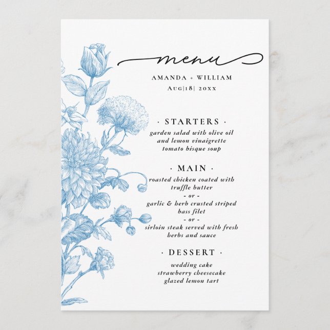 Menú Boceto floral (Anverso)