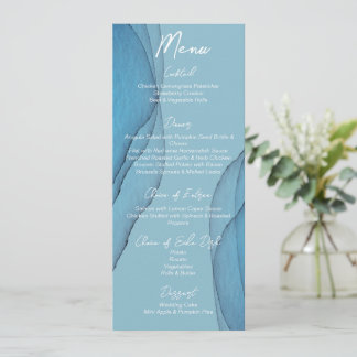 Menú Boda acuarela azul oceánico