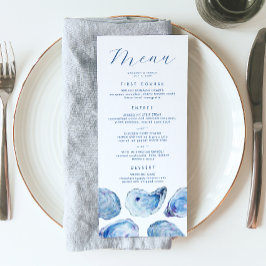 Menú Boda acuarela azul ostra