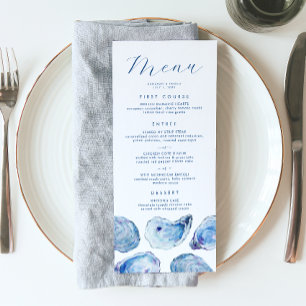 Menú Boda acuarela azul ostra