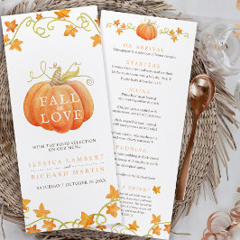 Menú boda acuarela de calabaza de amor