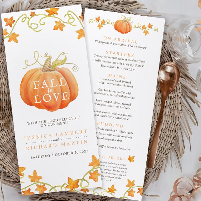 Menú boda acuarela de calabaza de amor (Subido por el creador)