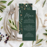 Menú Boda acuarela floral botánica moody verde<br><div class="desc">Boda acuarela botánica floral floral menú decoración de fiesta de bodas. Diseño moderno negro,  rojizo,  blanco,  terracota y verde sabio. Diseño moderno y minimalista.</div>
