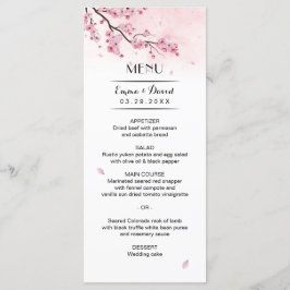 Menú Boda acuático con flores rosadas