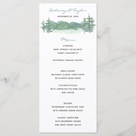 Menú Boda acuático sobre el tema de los lagos de montañ