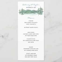 Menú Boda acuático sobre el tema de los lagos de montañ