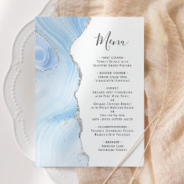 Menú Boda Agata Geoda Azul Bebé Brillo de Plata