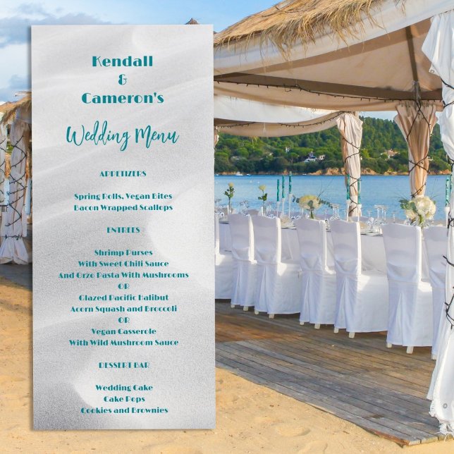 Menú Boda Alto Plantilla de arena blanca de playa (Subido por el creador)