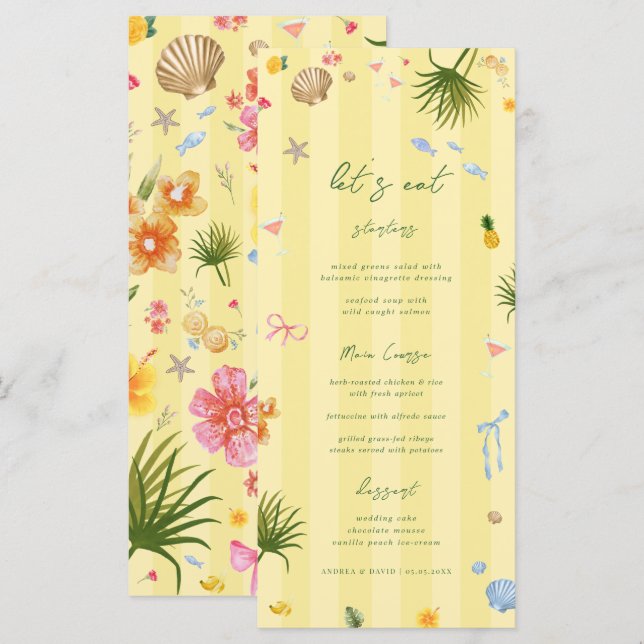 Menú Boda Amarilla Isla (Anverso / Reverso)