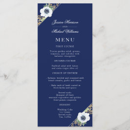 Menú Boda Anemone Bouquet Floral Azul de la Marina
