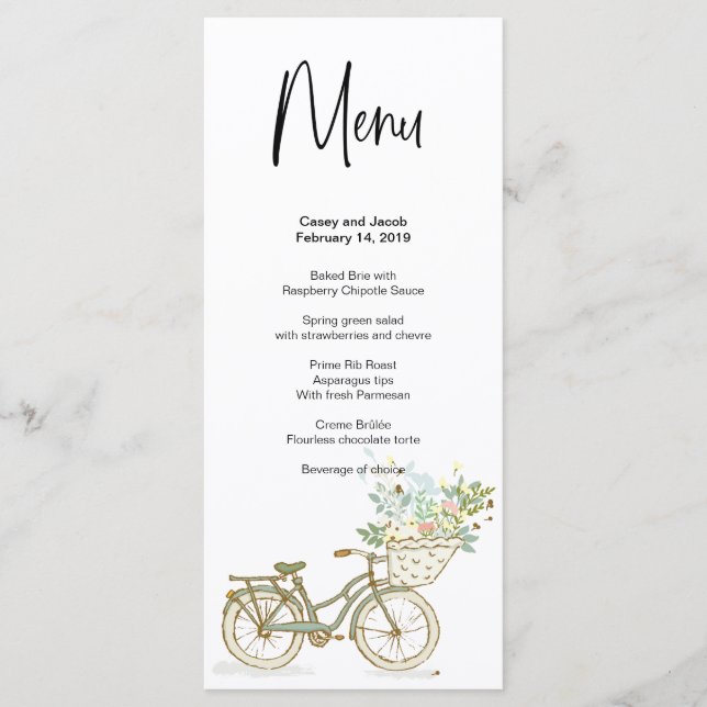 Menú Boda, aniversario o bicicleta de evento (Anverso)