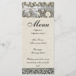 Menú Boda Antiguo Encaje Lino Blanco Clásico Bonito