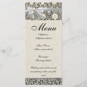 Menú Boda Antiguo Encaje Lino Blanco Clásico Bonito