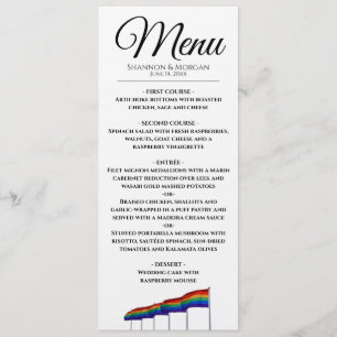 Menú Boda arcoiris del Orgullo Gay