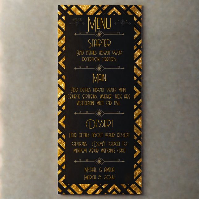 Menú Boda Art Deco Negro y Oro (Subido por el creador)