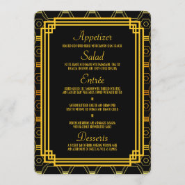 Menú Boda Art Deco Negro y Oro