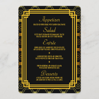 Menú Boda Art Deco Negro y Oro