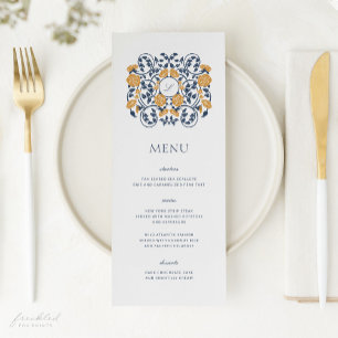 Menú Boda Art Nouveau floral, botánico vintage