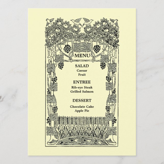 Menú Boda Art Nouveau vintage (Anverso)