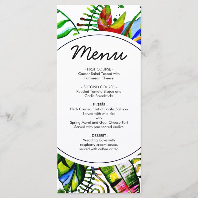Menú Boda audaz de hojas de palma tropical (Anverso)