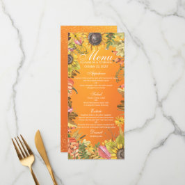 Menú boda Autumt Maple Leaves Pumpkin Sunflower