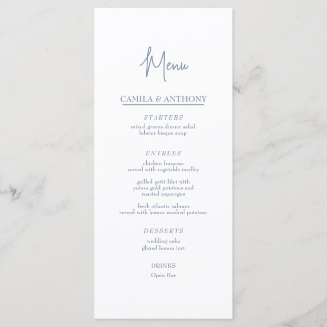 Menú Boda azul (Anverso)