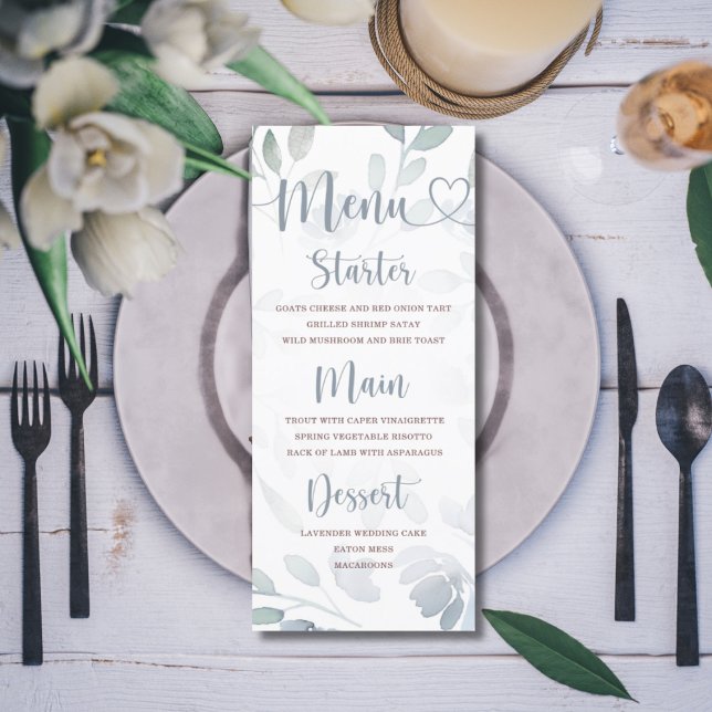 Menú Boda Azul Boho Eucalipto Foliage (Subido por el creador)