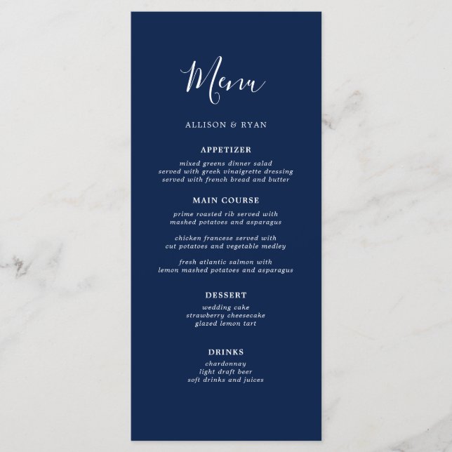 Menú Boda azul de la Marina Rusa (Anverso)