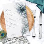 Menú Boda azul de pluma de pavo real elegante de p<br><div class="desc">Elegante Menú Boda azul de plumas de pavo real. Un precio económico de 5, 5" x 8, 5", en una elegante stock de 110 lb LINEN - para un ambiente de lujo a gran valor, es perfecto para menús, así como invitaciones y programas, etc. Esta alternativa de tamaño de presupuesto...</div>