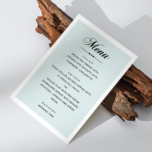 Menú Boda azul elegante. Escritura caligráfica clásica