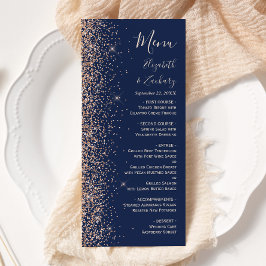 Menú Boda azul marino con brillo de melocotón moderno