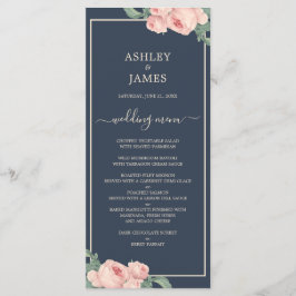 Menú Boda azul oscuro rosa rosa rosa rosado de moda