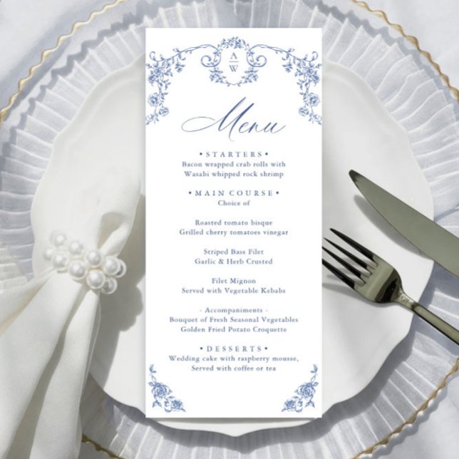Menú Boda azul oxidado y floral de Grace (Subido por el creador)