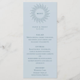 Menú Boda azul Pastel de Sunburst moderno
