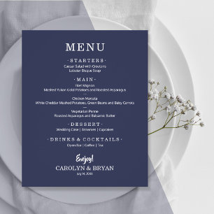Menú Boda azul Sapphire simple y elegante de presu