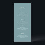 Menú Boda Azul Silenciada Simple y Elegante<br><div class="desc">Menú de boda moderno con un diseño simple que combina una tipografía sans serif contemporánea,  una escritura a mano elegante y una tipografía itálica.</div>