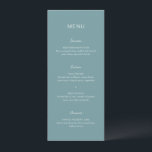 Menú Boda Azul Silenciada Simple y Elegante<br><div class="desc">Menú de boda moderno con un diseño simple que combina una tipografía sans serif contemporánea,  una escritura a mano elegante y una tipografía itálica.</div>