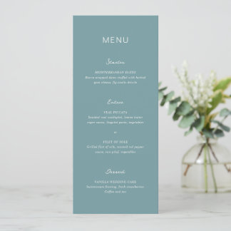 Menú Boda Azul Silenciada Simple y Elegante