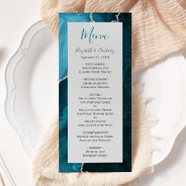 Menú Boda Azul Teal Plata Ágata Gris