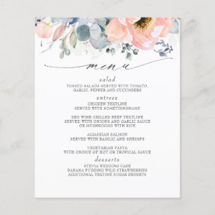 Menú Boda azul turbio y floral
