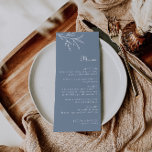 Menú Boda azul turbio y mínimo formal<br><div class="desc">Esta carta de boda azul polvoriento,  mínima y formal,  es perfecta para un boda rústico. El diseño se caracteriza por las hierbas acuáticas silvestres en un fondo azul polvoriento.</div>