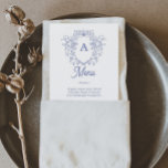 Menú Boda azul victoriano<br><div class="desc">Este diseño cuenta con un escudo de cervecería victoriana de porcelana azul y una encantadora combinación de fuentes elegantes y clásicas. Vea toda la colección para ver más elementos coincidentes.</div>