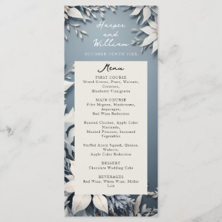 Menú boda azul y blanco para bodas de invierno