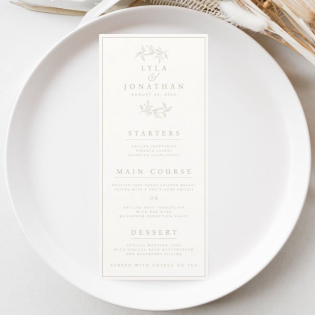 Menú Boda Bar/Menú de cena marfil-taúpe de doble lado (Subido por el creador)