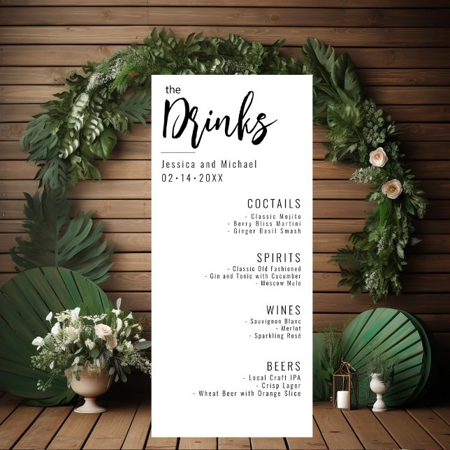 Menú 💍 Boda bebe Minimalista elegante (Wedding Drinks Minimalist Elegant Menu card - perfect addition to your Big Day)