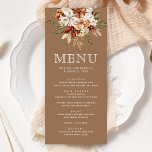 Menú Boda Beige de Boho Terracotta Floral Flor silvestr<br><div class="desc">Carta elegante con hermosas flores silvestres rústicas y tipografía moderna.</div>